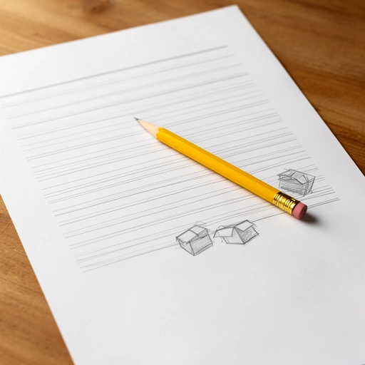 Fiche de cours imprimée posée sur une table, un crayon dessus